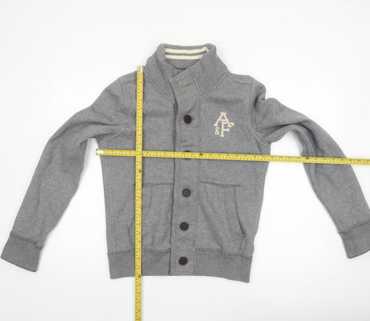 Abercrombie & Fitch Women Grey Small Button Bomber Jacket