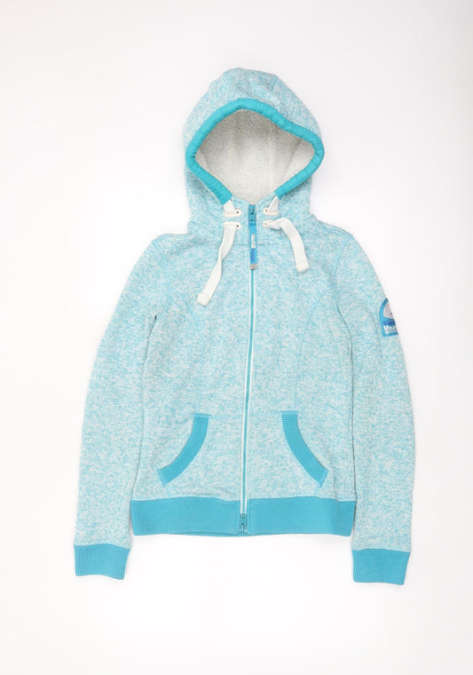 Superdry Womens Blue Full Zip Hoodie XS Fleece Lined Casual