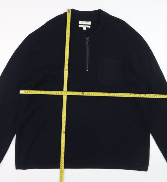 Marks and Spencer Men’s Blue 2XL Half Zip Cotton Modal Jumper