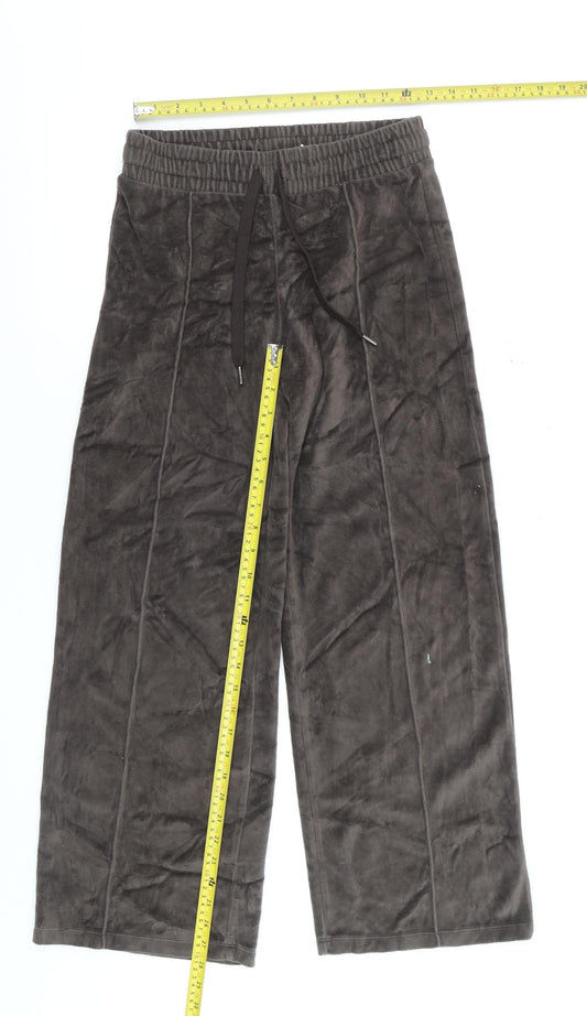 H&M Divided Womens Brown Velour Wide Leg Sweatpants XS