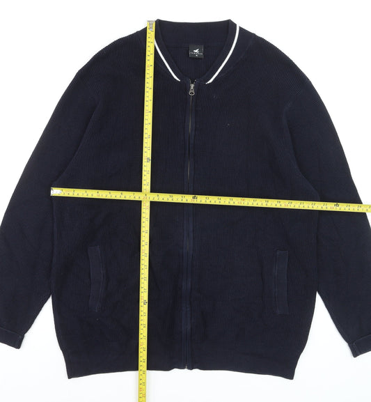 Pegasus Men's Blue XL Full Zip Cotton Knit Jumper