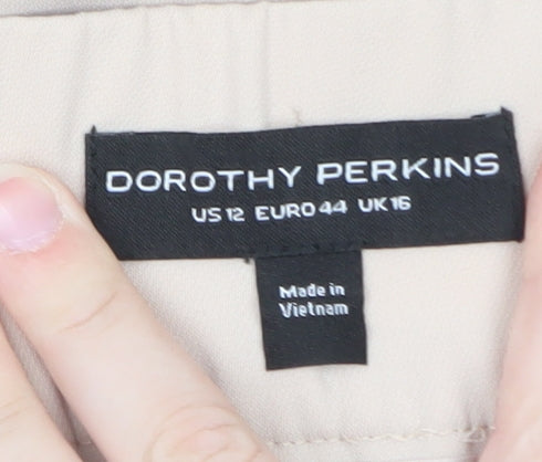 Brand and care label for Dorothy Perkins Women Beige Chino Trousers UK 16 Elastic Waist