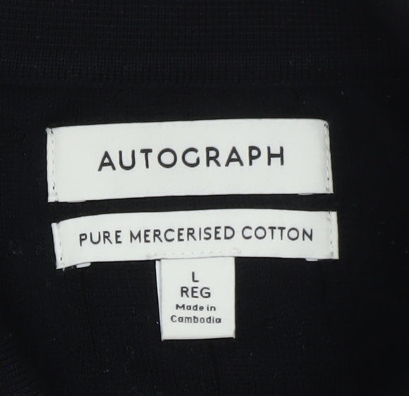 Marks and Spencer Autograph Men's Black Cotton Polo Shirt L Regular