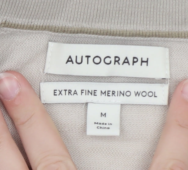 Marks and Spencer Autograph Beige Merino Wool Polo Shirt Mens M