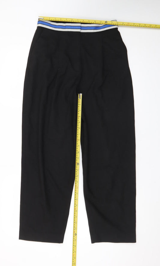 & Other Stories Women Black Trousers Size 10 Elastic Waist Crop Style