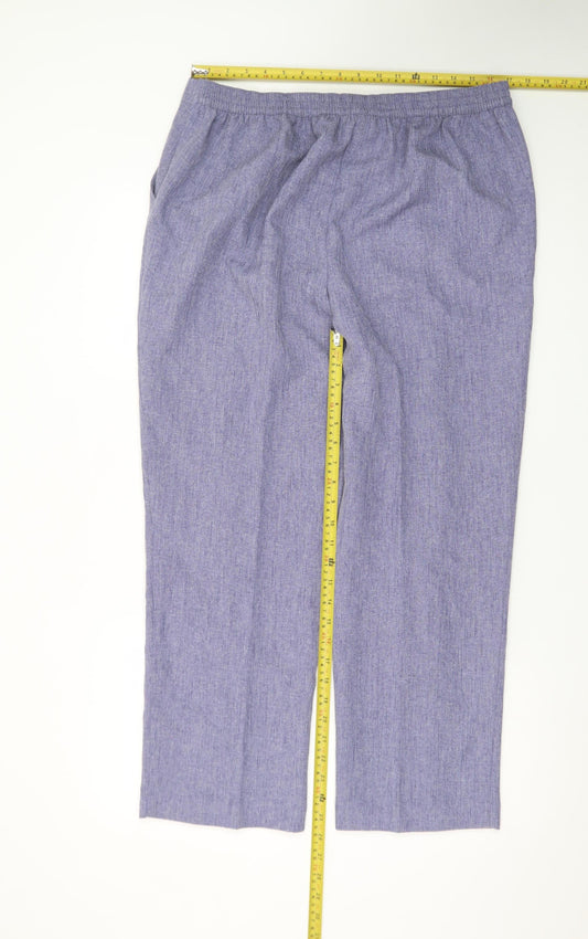 Honor Millburn Womens Blue Linen Blend Straight Leg Trousers Size 18