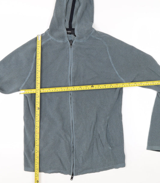 Theory Mens Grey Cotton Full Zip Hooded Jumper M