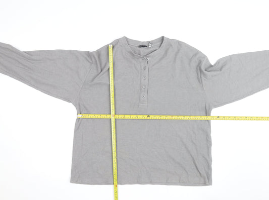 ASOS DESIGN Womens Grey Henley Long Sleeve Waffle Knit Jumper Medium