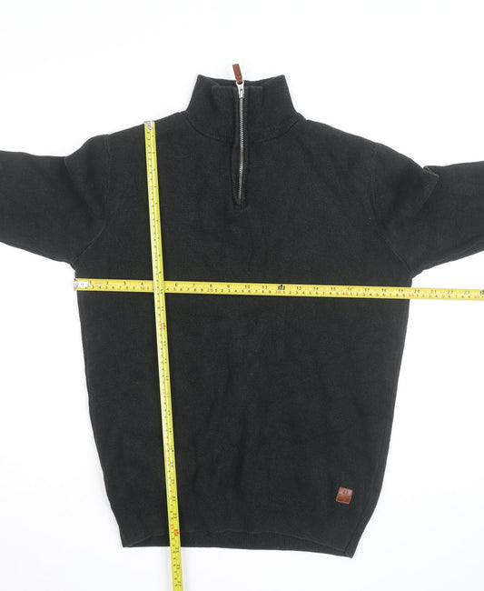 NEXT Men's Black M 1/2 Zip High Neck Cotton Blend Jumper