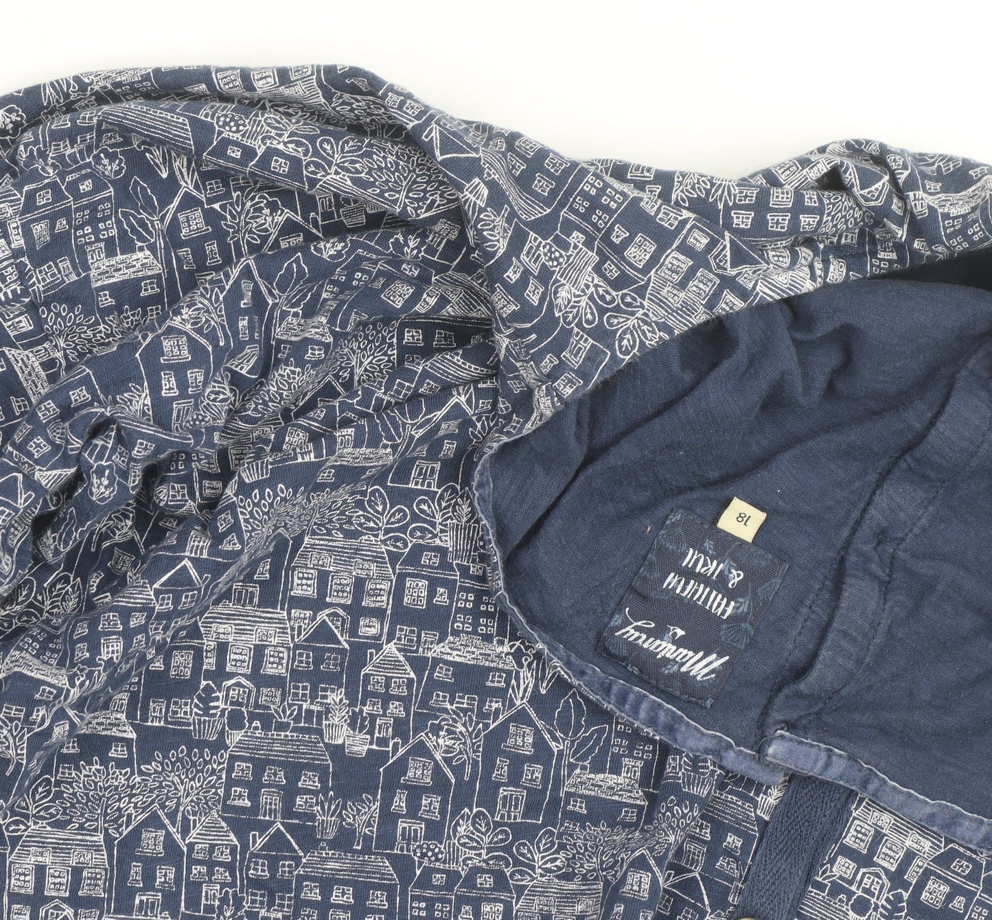 Mistral Women Blue City Print Cotton Tunic Blouse Size 18