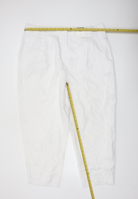 Marks and Spencer Women’s White Linen Tapered Trousers Size 22