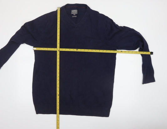 FatFace Men’s Blue XL V-Neck Cotton Cashmere Jumper