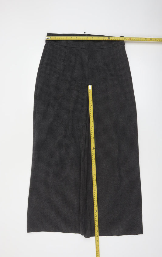 Marks and Spencer Women Grey Wide-Leg Knit Viscose Trousers Size 12