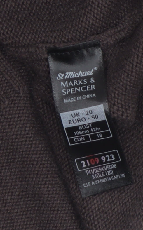 Marks and Spencer Women Brown Silk Cashmere Hooded Cardigan UK 20