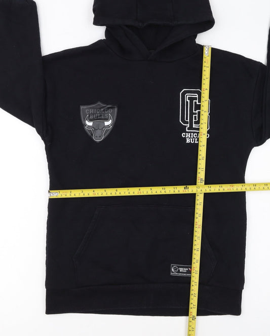 NBA Boys Black Chicago Bulls Pullover Hoodie 11-12 Years Fleece Sweatshirt