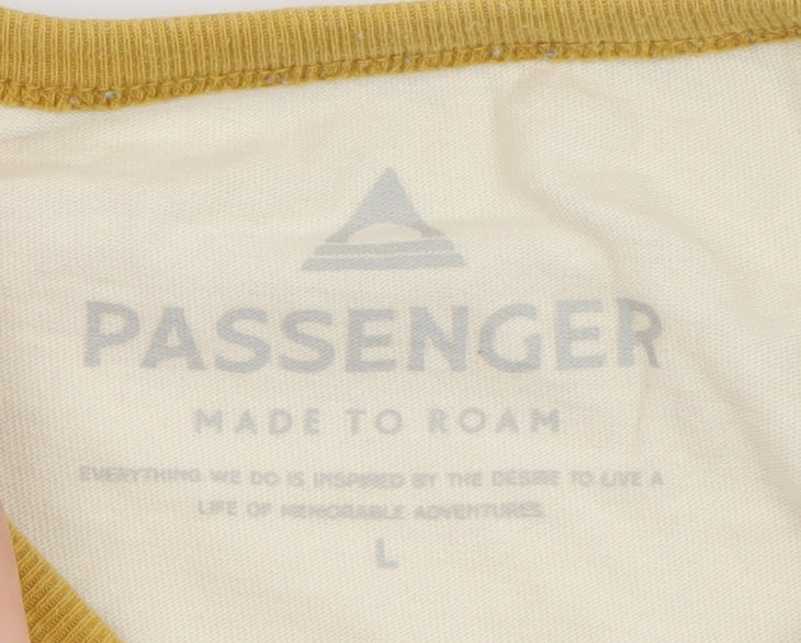 Passenger Men’s Beige Mustard Long Sleeve Graphic T-Shirt Size L