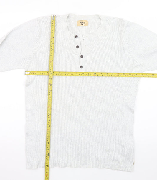 Marks and Spencer Men’s Grey Henley Long Sleeve T-Shirt Size L