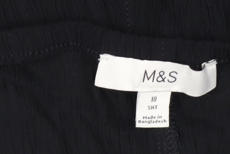 Marks and Spencer Women Black Size 18 Short Elastic Waist Trousers