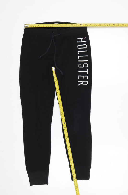 Hollister Women Black Jogger Sweatpants S Cotton Blend Drawstring