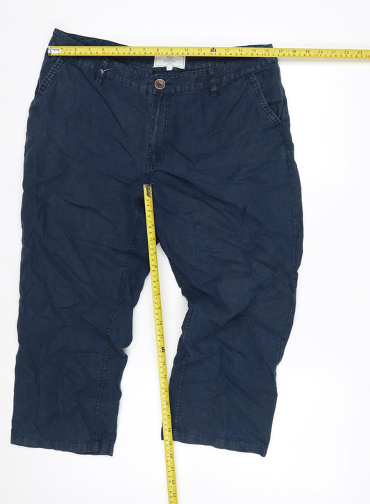 Fat Face Womens Blue Cotton Wide-Leg Trousers UK 14