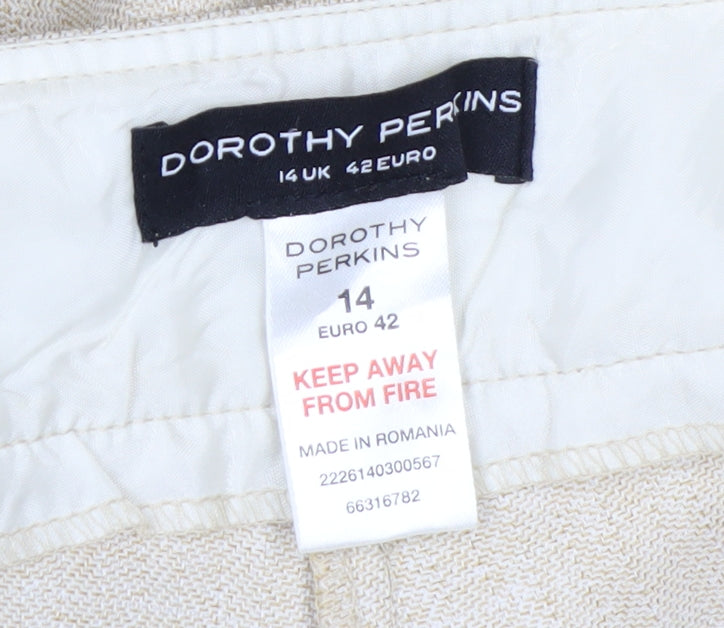 Additional view of Dorothy Perkins Women’s Beige Wide-Leg Trousers, size UK 14, Classic Fit