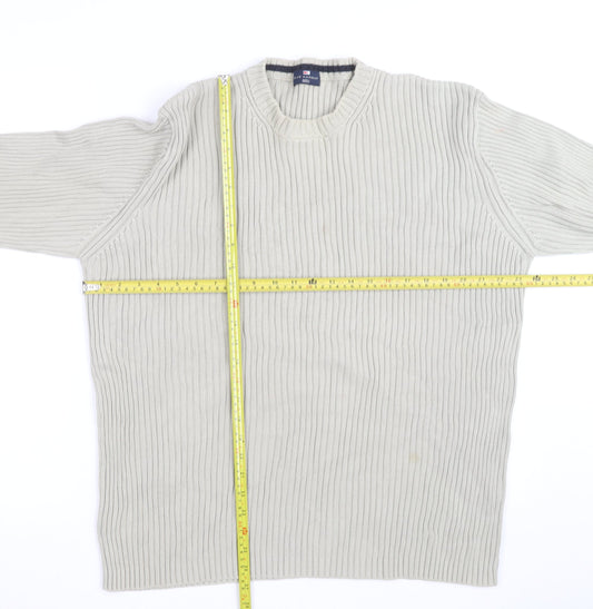 Marks and Spencer Blue Harbour Men’s Beige XL Cotton Chunky Knit Jumper