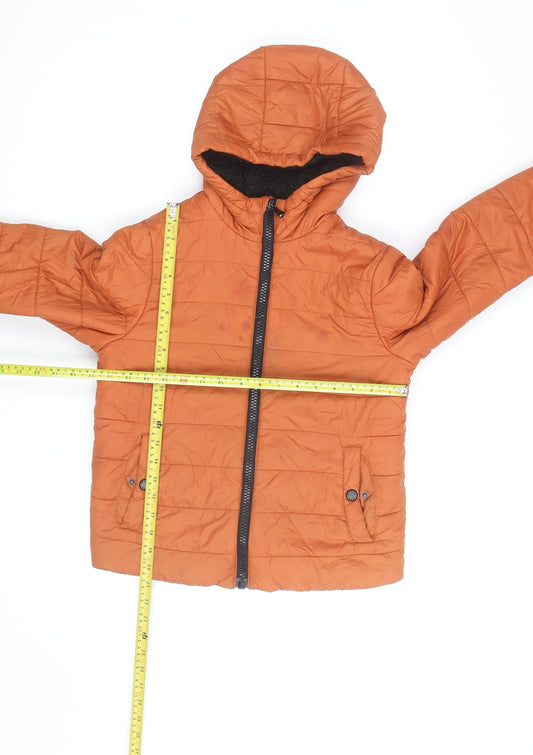 Michael Kors Women’s Orange Puffer Jacket Size 8 Hooded Zip Winter Coat