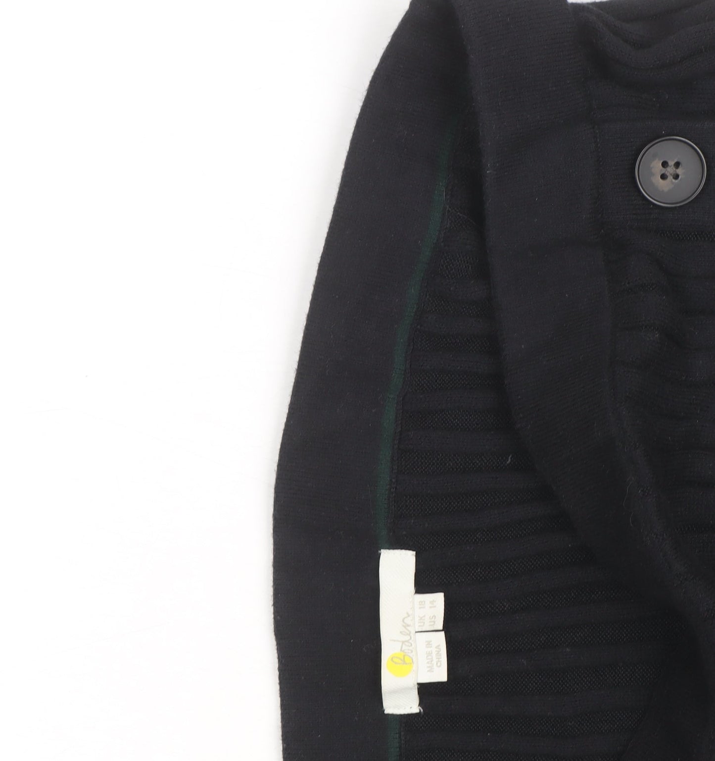 Boden Women Black Midi Knit Button Stretch Pencil Skirt Size 18