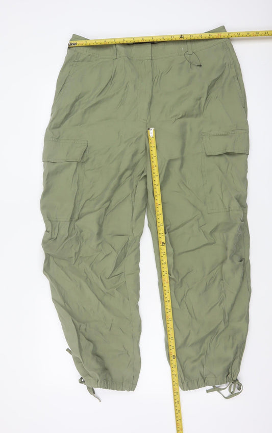 Marks and Spencer Women’s Green Cargo Trousers Size 16 Short Modal Blend
