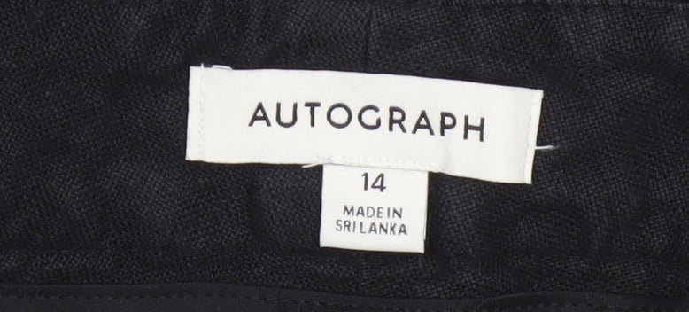 Marks and Spencer Autograph Women's Black Linen Cropped Tapered Trousers Size 14