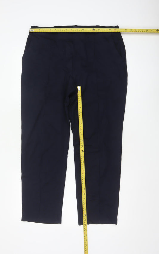 Marks and Spencer Women Blue Size 16 Straight Leg Stretch Trousers