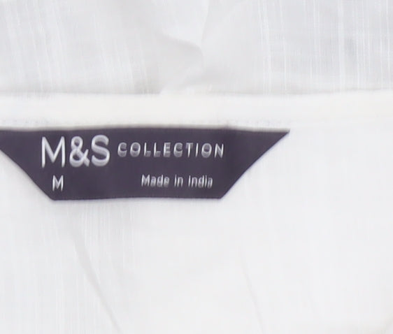 Marks and Spencer Women’s White Embroidered Bohemian Cotton Knee Length Dress M
