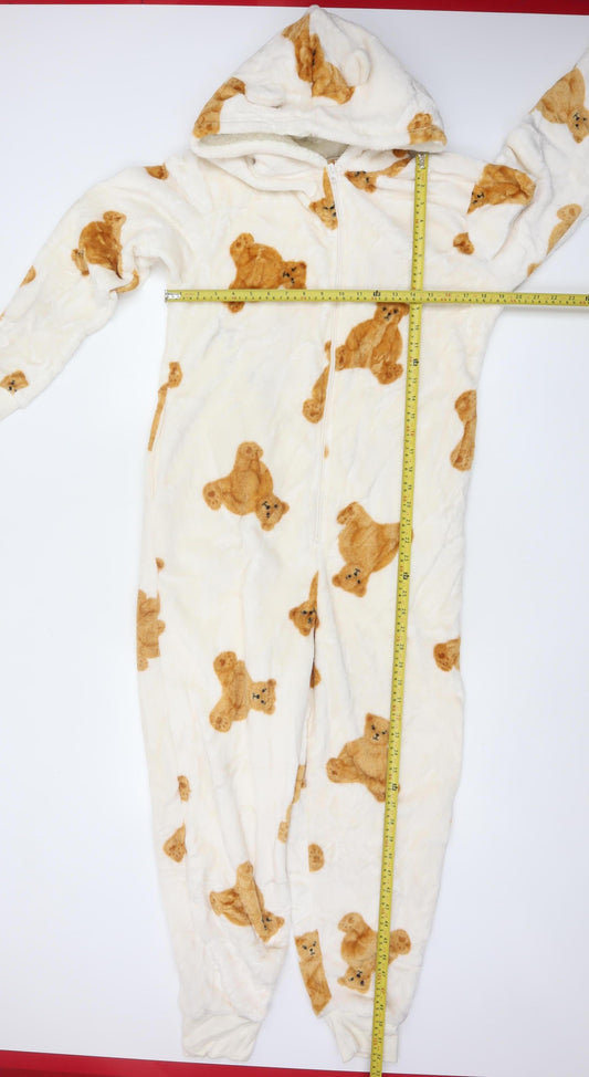 Marks & Spencer Women Ivory Bear Fleece Hooded Onesie S