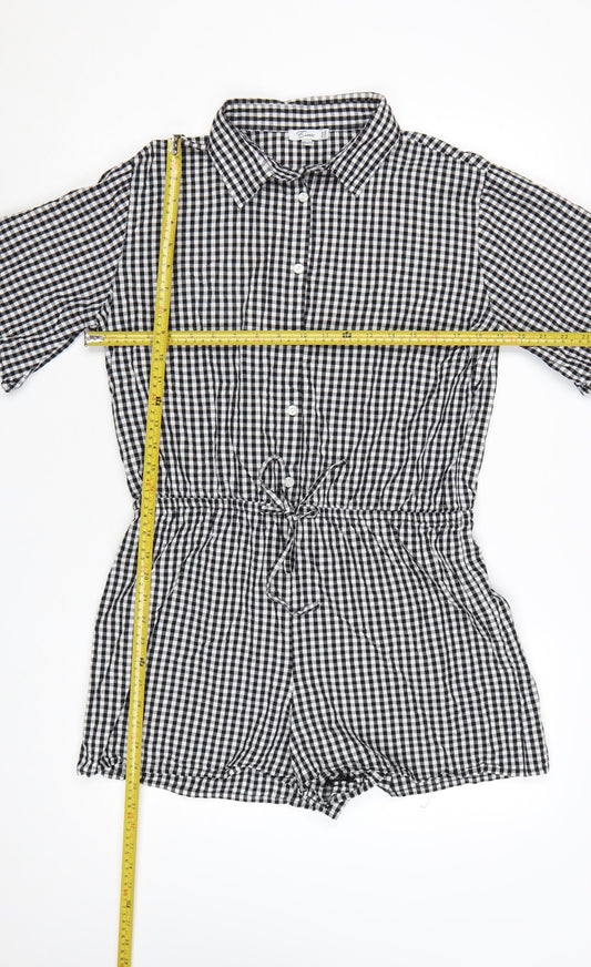 Esmée Women's Black Gingham Cotton Short Sleeve Playsuit UK 12