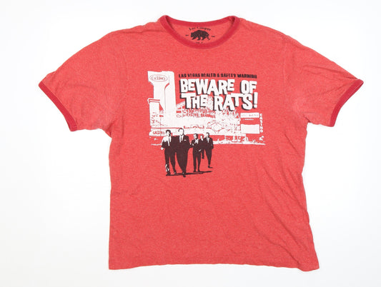 Additional front view of Lee Cooper Men's Red Graphic Print Crew Neck T-Shirt, size L