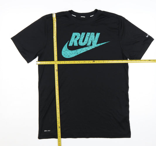 Nike Men's Black Dri-FIT RUN Graphic Short Sleeve T-Shirt Size M