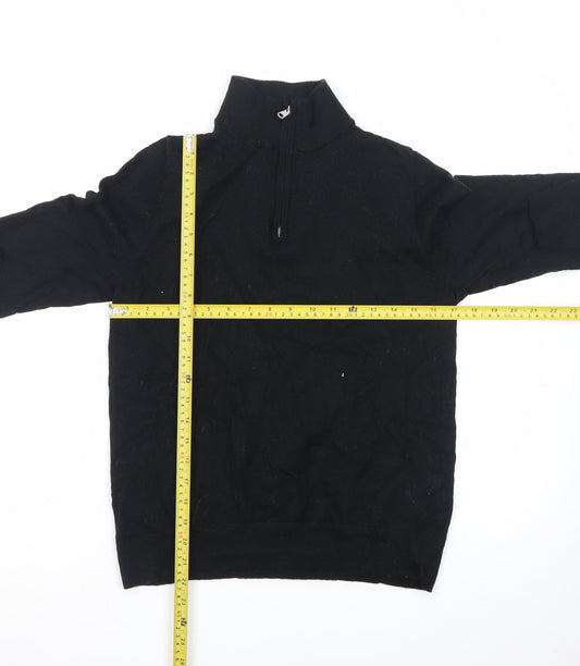 Marks and Spencer Autograph Men’s Black Merino Wool Half Zip Jumper M