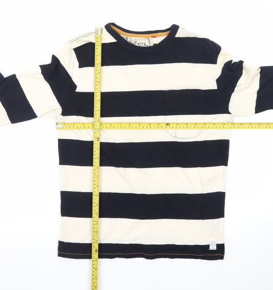 French Connection Men's Black White Striped Long Sleeve T-Shirt L