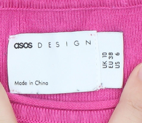 Brand and care label for ASOS DESIGN Women Pink Sleeveless Bodycon Knit Dress, size 10