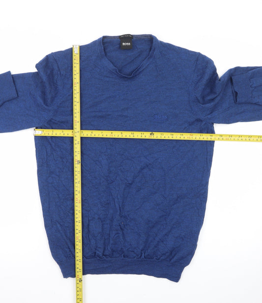 Hugo Boss Men's Blue Wool Crew Neck Pullover Jumper L