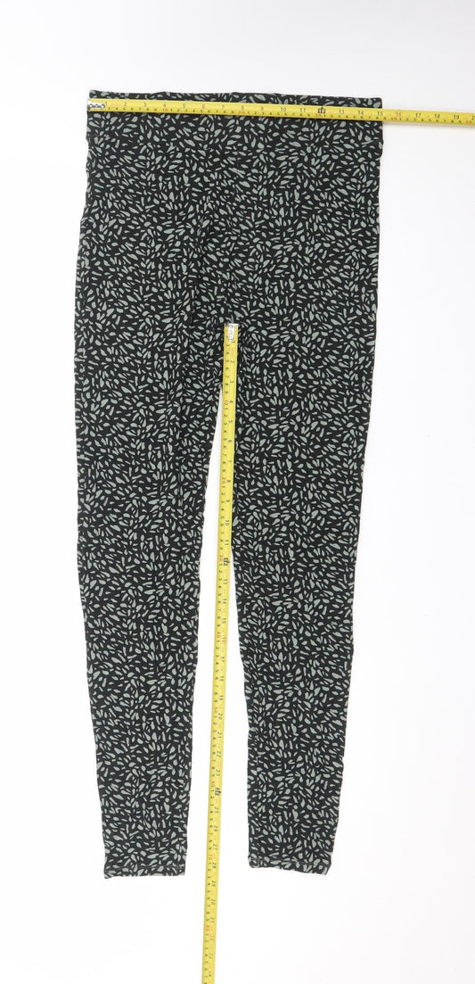 Marks and Spencer Women Black Geometric Print Leggings Size 12