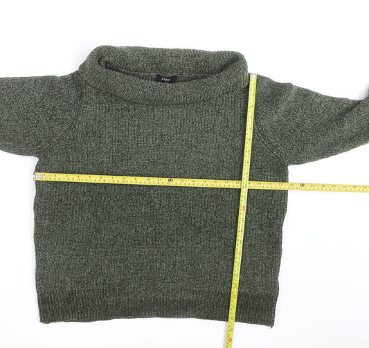 Klass Mens Green XL Roll Neck Chunky Knit Pullover Jumper