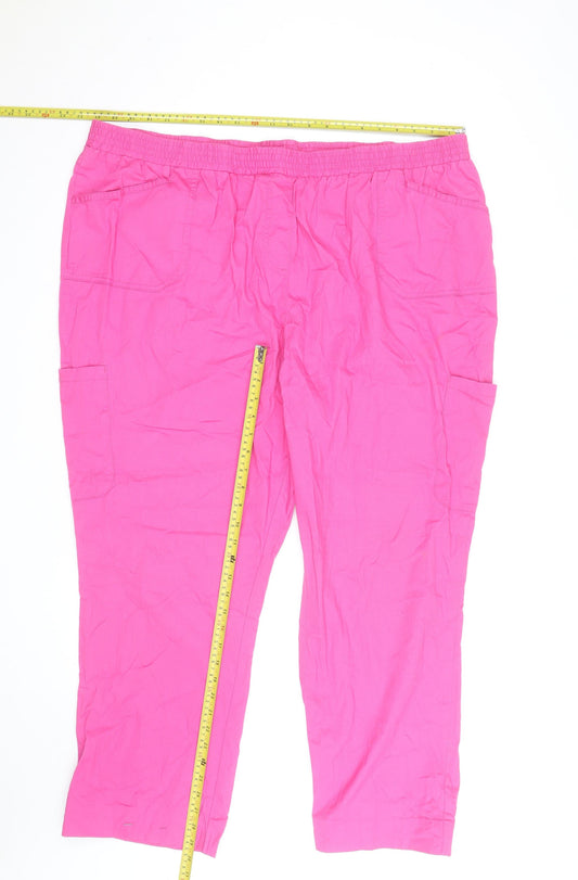 Cotton Traders Women's Pink Cargo Trousers Size 14 Elastic Waist