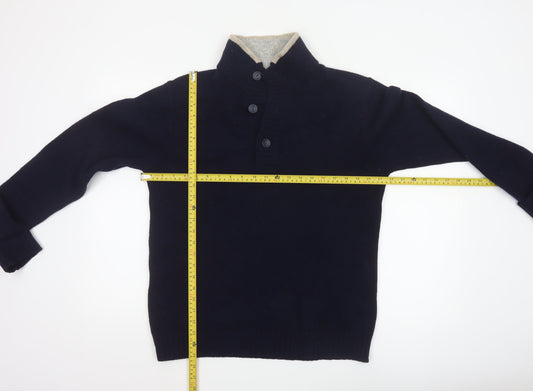 Monsoon Men's Blue Lambswool Henley Jumper Size M