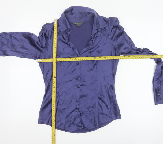 Armani Exchange Women's Purple Silk Satin Long Sleeve Blouse Size S