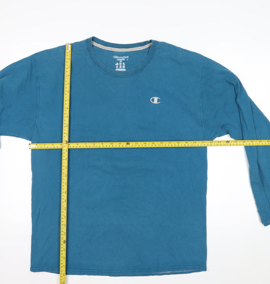 Champion Men's Blue XL Long Sleeve Crew Neck Cotton Top