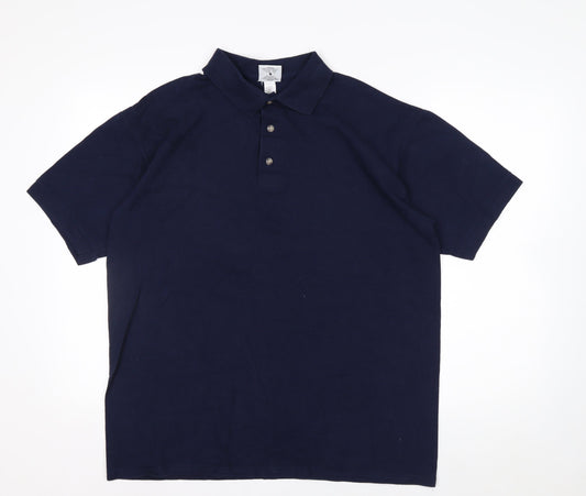 Anvil Men's Blue Short Sleeve Cotton Polo Shirt Size L