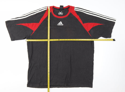 Adidas Men's Black Red XL Colourblock Sports T-Shirt