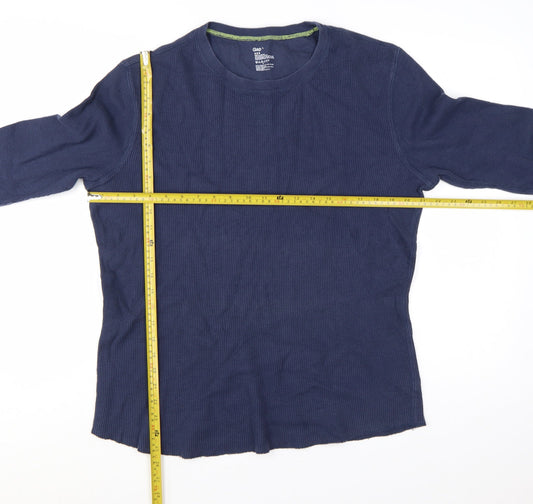 Gap Men Blue Long Sleeve Crew Neck Cotton T-Shirt Size L