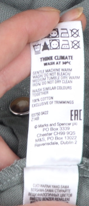 Marks and Spencer Women’s Green Size 18 Cotton Long Sleeve Shirt Dress